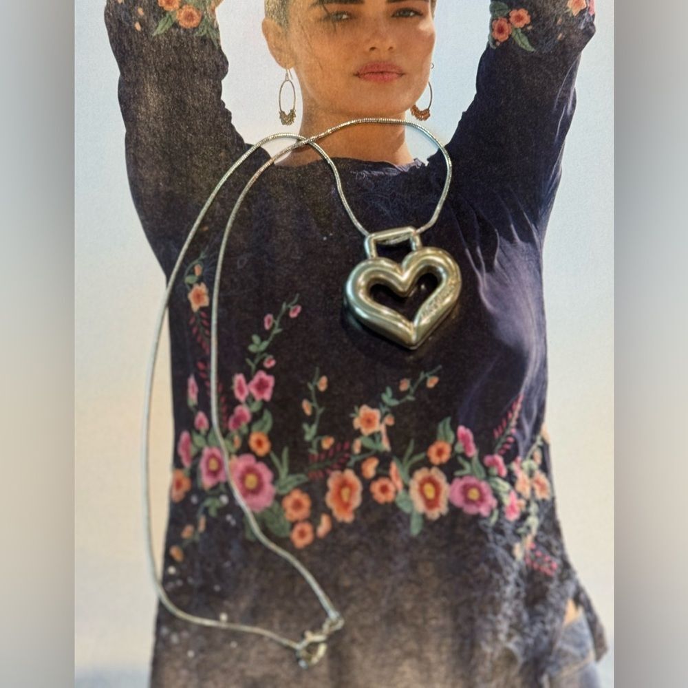 Brighton Silver Heart Pendant Necklace Bag Charm